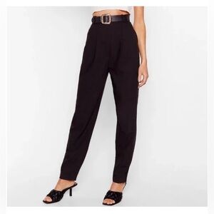 NASTY GAL BLACK PLEATED TAPERED PANTS/TROUSERS NWOT